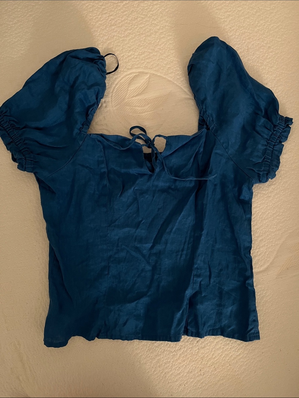 Blue Puff Sleeve Women's Top